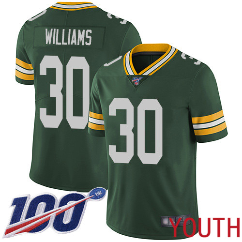 Green Bay Packers Limited Green Youth #30 Williams Jamaal Home Jersey Nike NFL 100th Season Vapor Untouchable->youth nfl jersey->Youth Jersey